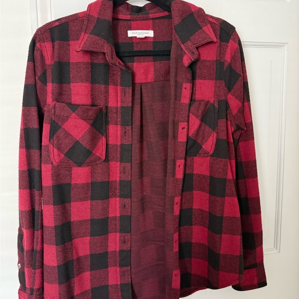 beachlunchlounge Red and Black Checkered Shirt